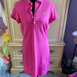 Vtg Ralph Lauren Pink Polo Mini Dress